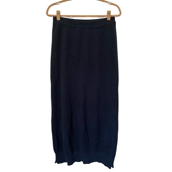 Free People Beach Hailee Waffle Knit Straight Skirt Womens Medium Navy - Picture 3 of 9